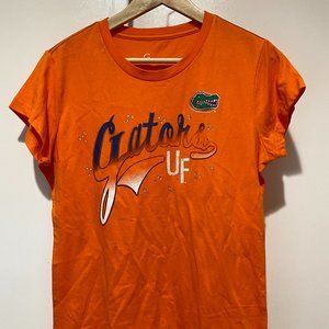 NWOT UF Florida Gator Orange T shirt with clear Rhinestones L